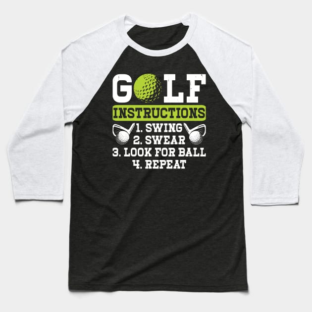 Golf Instructions T Shirt For Women Men Baseball T-Shirt by Pretr=ty